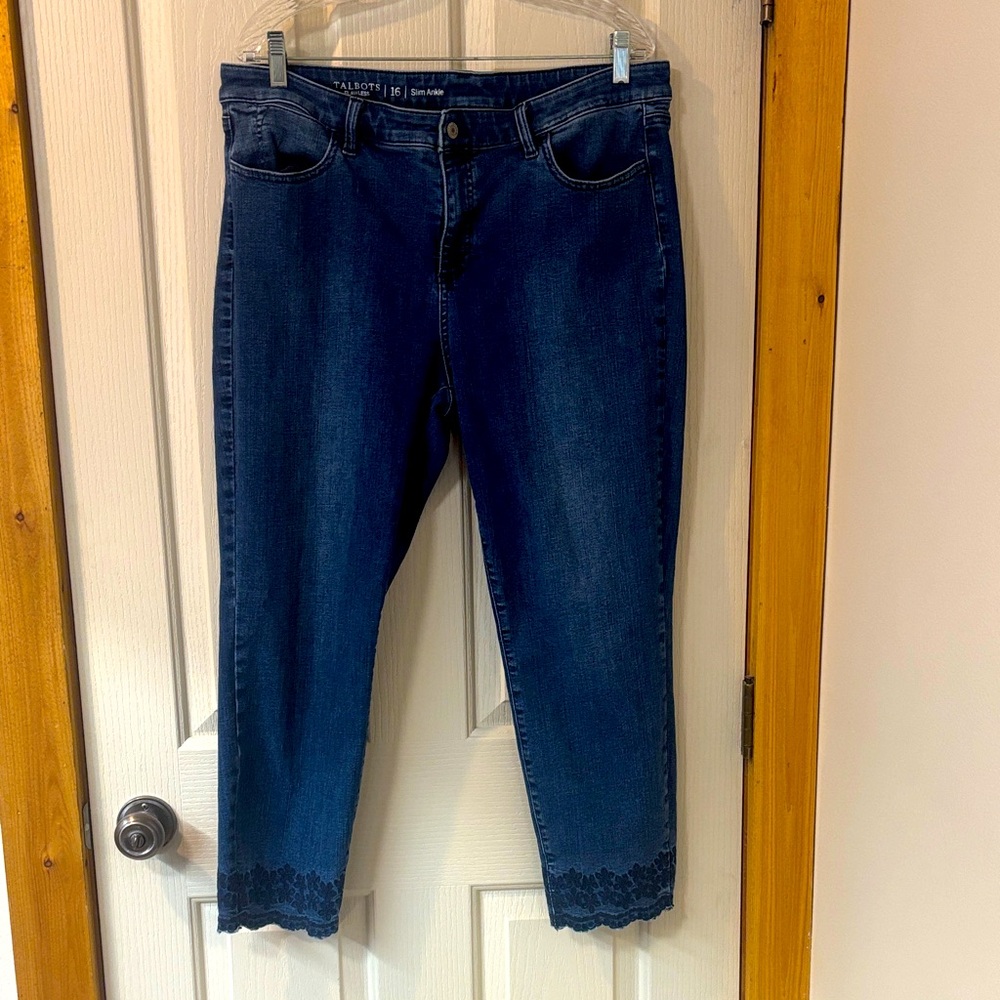 EUC Talbots Jeans with Embroidered Detail